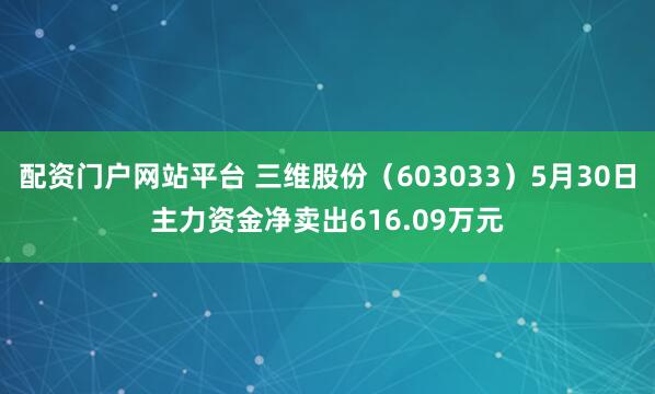 配资门户网站平台 三维股份（603033）5月30日主力资金净卖出616.09万元